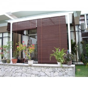 outdoor garden with woodne blinds 4