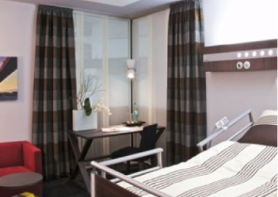 hospital interior with curtains