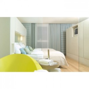 bedroom interior with curtains