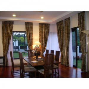 dining room interior with curtains